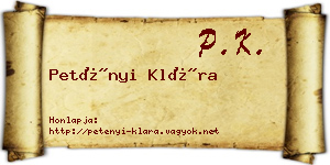 Petényi Klára névjegykártya